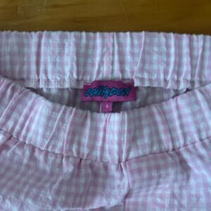 Edikted pink gingham ruffle shorts